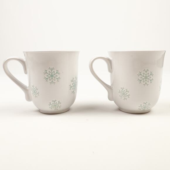 Pair of Coffee Mugs Cracker Barrel Milk For Santa Merry Christmas Snowflakes - Picture 3 of 9